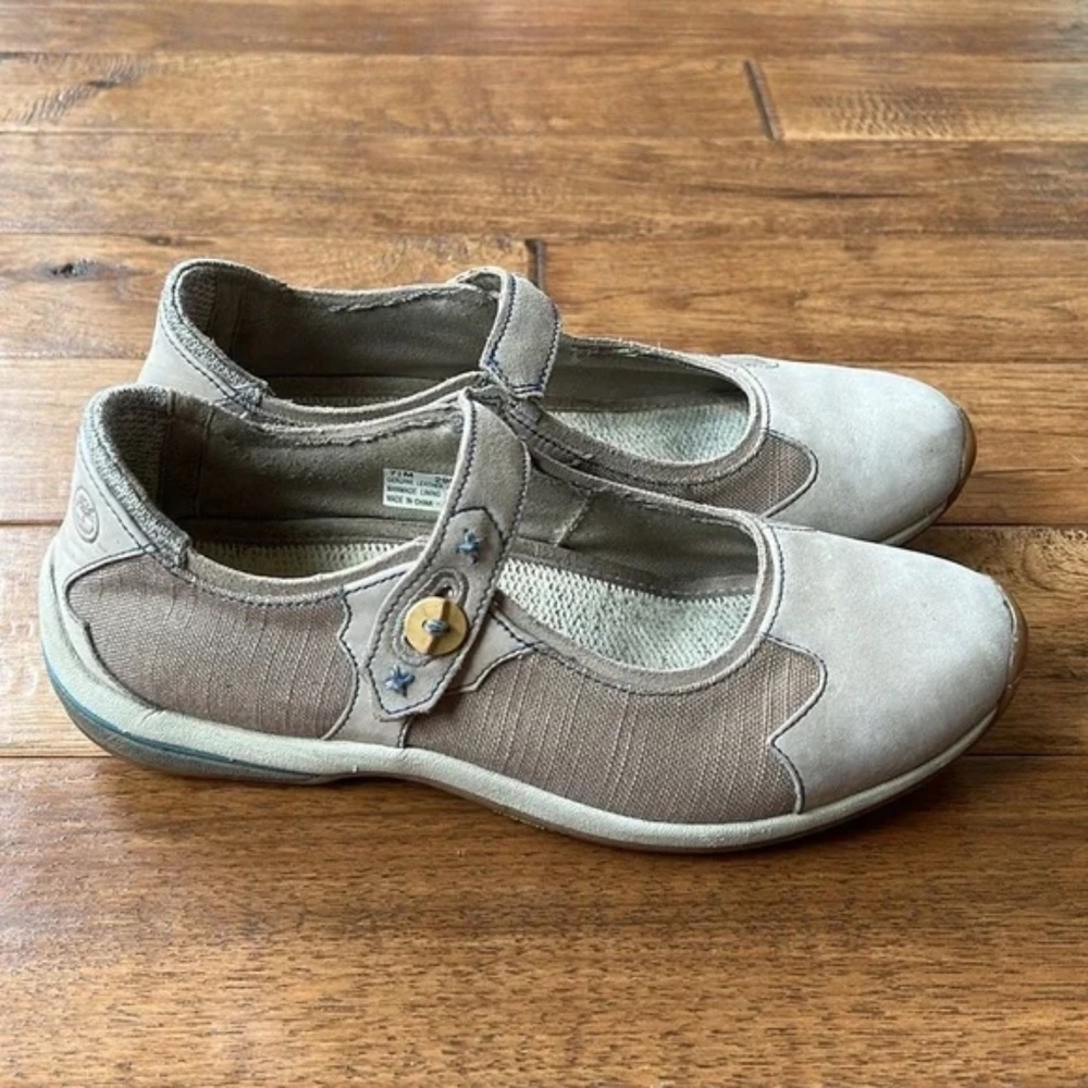 Timberland x Smartwool Mary Jane Flats Nubuck Leather Canvas Beige Tan Size 7.5